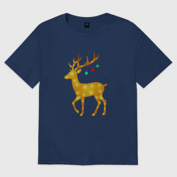 Футболка оверсайз женская Олень с новогодними шарами, цвет: тёмно-синий