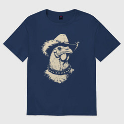 Футболка оверсайз женская Курица ковбой, цвет: тёмно-синий