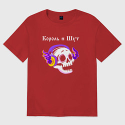 Футболка оверсайз женская Король и Шут - неоновый череп, цвет: красный