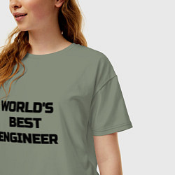 Футболка оверсайз женская Worlds best engineer, цвет: авокадо — фото 2