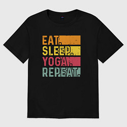 Футболка оверсайз женская Сон еда йога, цвет: черный