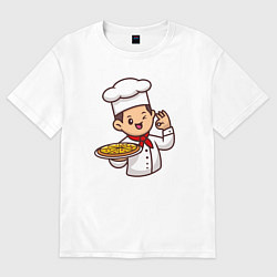 Футболка оверсайз женская Поварёнок с пиццей, цвет: белый