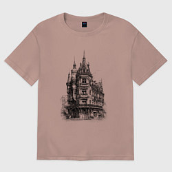 Футболка оверсайз женская Старинный дом, цвет: пыльно-розовый
