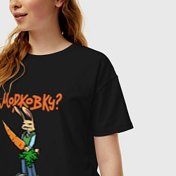 Футболка оверсайз женская Морковку, цвет: черный — фото 2