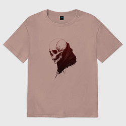 Футболка оверсайз женская Череп с острыми клыками, цвет: пыльно-розовый