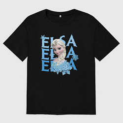 Футболка оверсайз женская Эльза Холодное сердце, цвет: черный