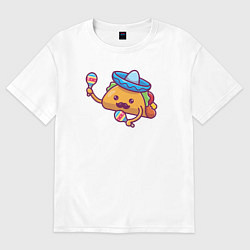 Футболка оверсайз женская Мексиканский такос, цвет: белый