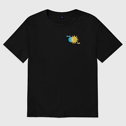 Футболка оверсайз женская Луна и солнце, цвет: черный