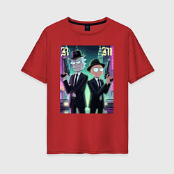 Футболка оверсайз женская Рик и Морти крутые гангстеры - нейроарт, цвет: красный