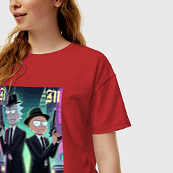Футболка оверсайз женская Рик и Морти крутые гангстеры - нейроарт, цвет: красный — фото 2