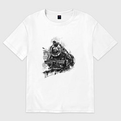 Футболка оверсайз женская Прибытие паровоза, цвет: белый