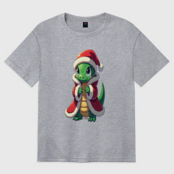 Футболка оверсайз женская Новогодний змеёныш, цвет: меланж