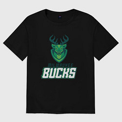 Футболка оверсайз женская Milwaukee Bucks NBA, цвет: черный