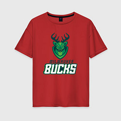 Футболка оверсайз женская Milwaukee Bucks NBA, цвет: красный