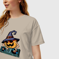 Футболка оверсайз женская Тыква диджей, цвет: миндальный — фото 2