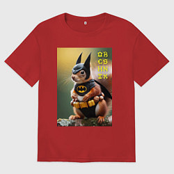 Футболка оверсайз женская Bat squirrel - oreshnik meme, цвет: красный