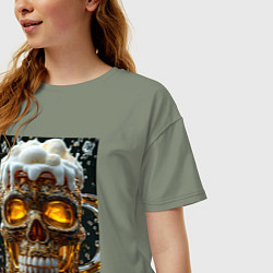 Футболка оверсайз женская Пенная кружка пива, цвет: авокадо — фото 2