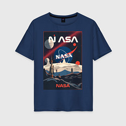 Футболка оверсайз женская NASA ретро, цвет: тёмно-синий