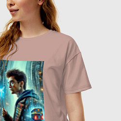 Футболка оверсайз женская Harry Potter - urban style, цвет: пыльно-розовый — фото 2
