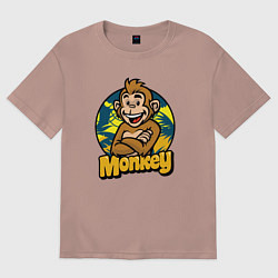 Футболка оверсайз женская Monkey jungle, цвет: пыльно-розовый