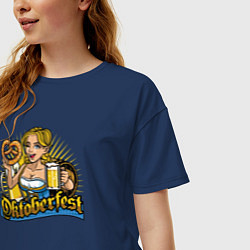Футболка оверсайз женская Oktoberfest girl, цвет: тёмно-синий — фото 2