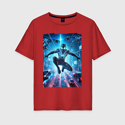 Футболка оверсайз женская Spider man - cyberpunk fantasy, цвет: красный
