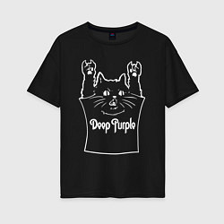 Футболка оверсайз женская Deep Purple - cat rock, цвет: черный