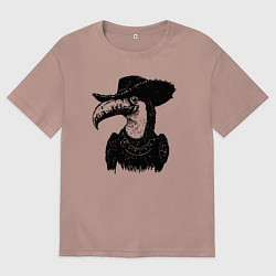 Футболка оверсайз женская Тукан ковбой, цвет: пыльно-розовый