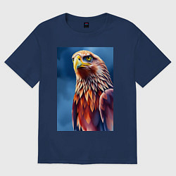 Футболка оверсайз женская Орел на синем фоне, цвет: тёмно-синий