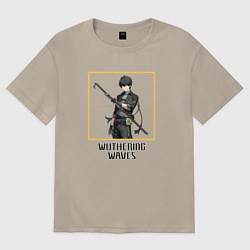 Футболка оверсайз женская Ровер парень, цвет: миндальный