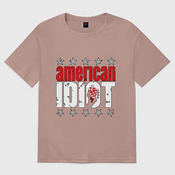 Футболка оверсайз женская Green Day - american idiot, цвет: пыльно-розовый