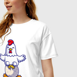 Футболка оверсайз женская Куриная йога, цвет: белый — фото 2