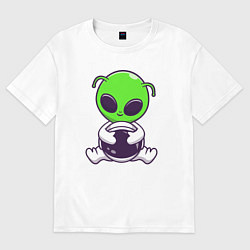 Футболка оверсайз женская Пришелец космонавт, цвет: белый