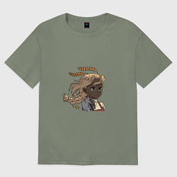 Футболка оверсайз женская Грустный колосок, цвет: авокадо