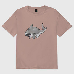 Футболка оверсайз женская Милая акула медведь, цвет: пыльно-розовый