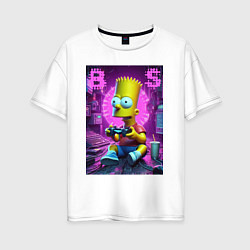 Футболка оверсайз женская Bart Simpson - cool gamer, цвет: белый