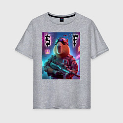 Женская футболка оверсайз Capybara soldier - special forces