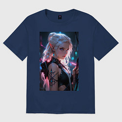 Женская футболка оверсайз Прекрасная девушка-эльф с луком