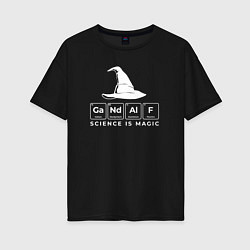 Футболка оверсайз женская Gendalf science is magic, цвет: черный