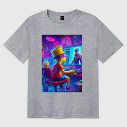 Футболка оверсайз женская Барт и Мэгги выбирают персонажа, цвет: меланж