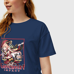 Футболка оверсайз женская Янь Фэй, цвет: тёмно-синий — фото 2