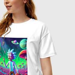 Футболка оверсайз женская Рик потерял Морти на грибной планете, цвет: белый — фото 2