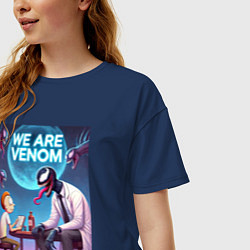 Футболка оверсайз женская Беседа Морти с Риком-Веномом - нейроарт фантазия, цвет: тёмно-синий — фото 2