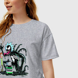 Футболка оверсайз женская Morty and Rick-Venom - ai art fantasy, цвет: меланж — фото 2