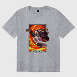 Футболка оверсайз женская Клинок рассекающий демонов - удар Незуко Камадо, цвет: меланж