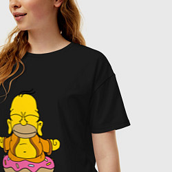 Футболка оверсайз женская Homer yoga, цвет: черный — фото 2