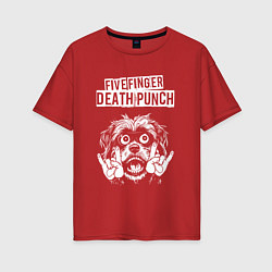 Футболка оверсайз женская Five Finger Death Punch rock dog, цвет: красный