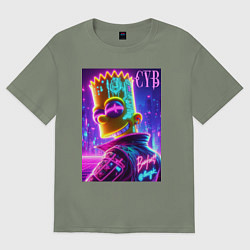 Женская футболка оверсайз Cyber Bart - neon glow