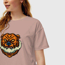 Футболка оверсайз женская Страшный медведь, цвет: пыльно-розовый — фото 2