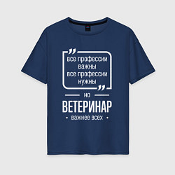 Футболка оверсайз женская Ветеринар нужнее всех, цвет: тёмно-синий